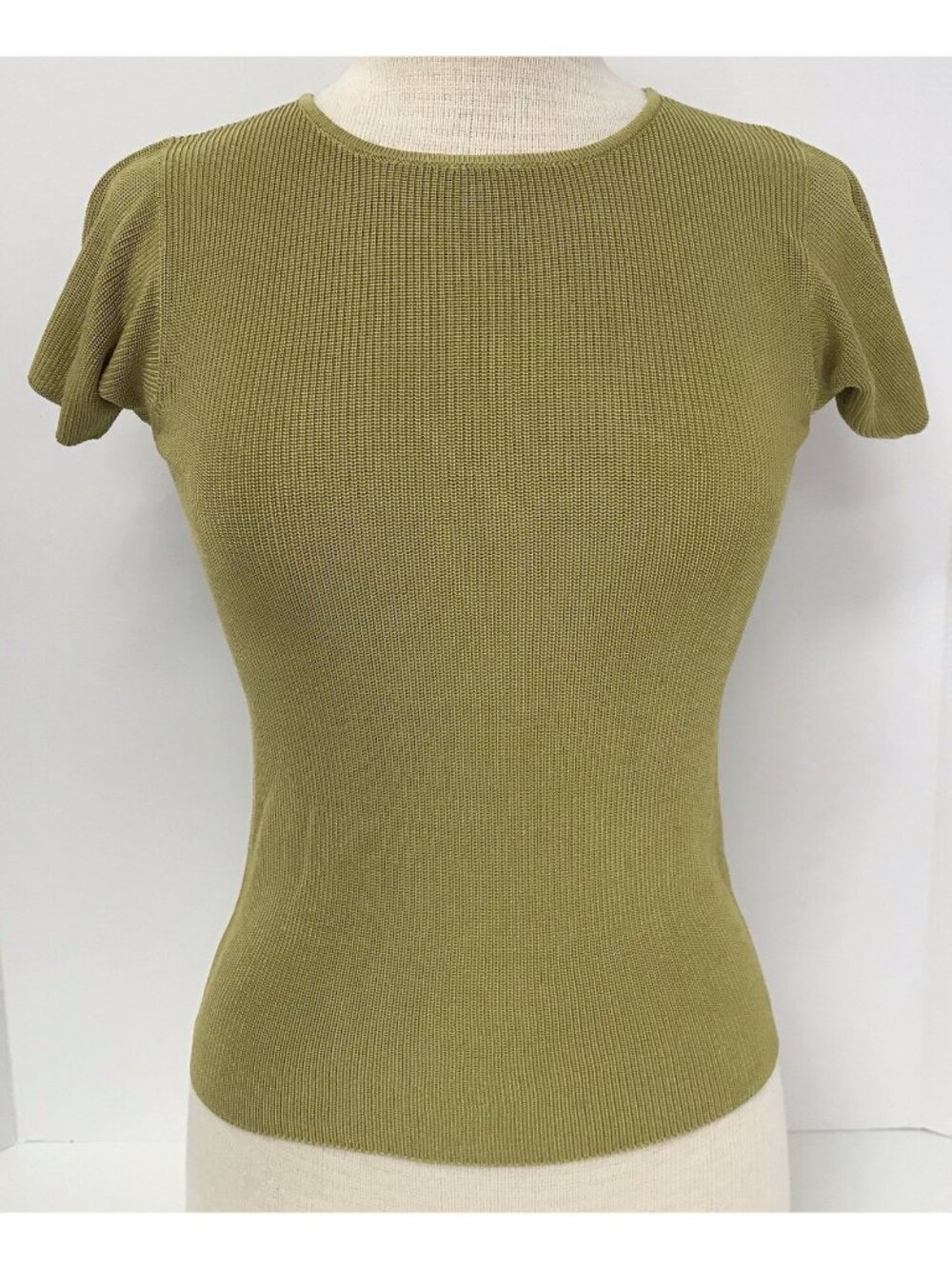 Linda Allard Ellen Tracy 100% Silk Short Sleeve Round Neck Knit T-Shirt Size P